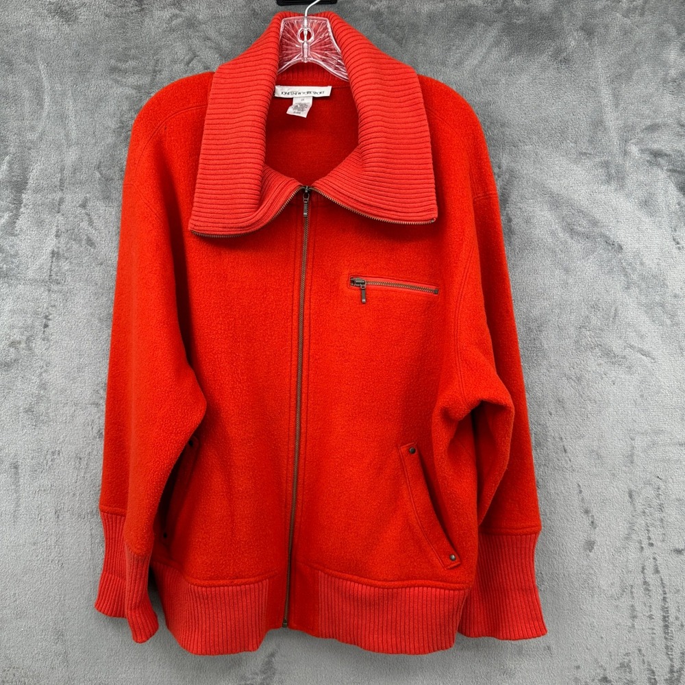 Jones New York Sport 2X Wool Blend Full Zip Jacket Bright Red Sweater Womens‎